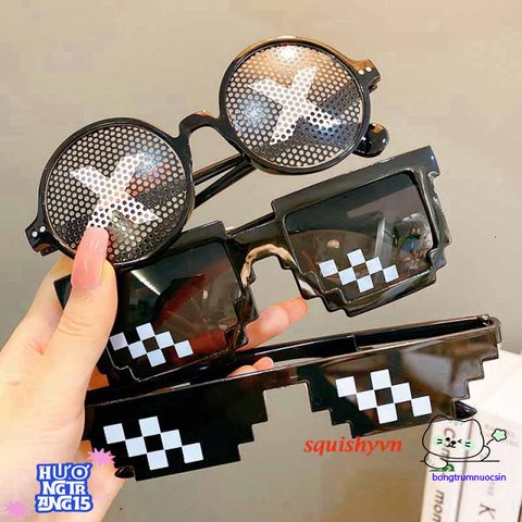 Kính Mắt Thug Life 6 Chấm MINECRAFT Đen & Hồng - Kính Thời Trang Sành Điệu Nam Nữ, Miễn Phí Vận Chuyển
