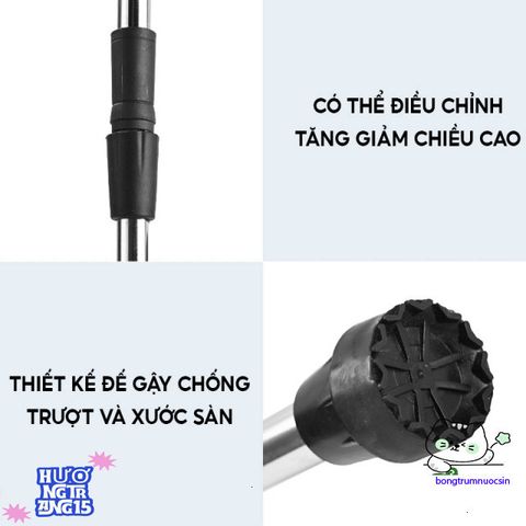Gậy chống inox điều chỉnh chiều cao cho người già - Batoong 1 chân và 4 chân tiện dụng, hỗ trợ đi lại an toàn từ 67-87cm