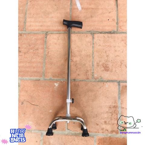 Gậy hỗ trợ inox 4 chân điều chỉnh độ cao - Dụng cụ đi lại cho người già, người ốm, phục hồi chức năng bền bỉ, phong cách.