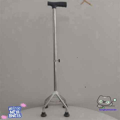 Gậy Chống Người Già 4 Chân Điều Chỉnh INOX - Thiết Bị Tập Đi An Toàn Dành Cho Người Cao Tuổi & Khuyết Tật