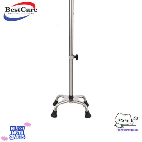 Gậy Đỡ 4 Chân Inox Điều Chỉnh Chiều Cao 80-98cm - Gậy Tập Đi An Toàn Dành Cho Người Già, Hỗ Trợ Phục Hồi Chức Năng