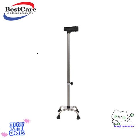 Gậy Đỡ 4 Chân Inox Điều Chỉnh Chiều Cao 80-98cm - Gậy Tập Đi An Toàn Dành Cho Người Già, Hỗ Trợ Phục Hồi Chức Năng