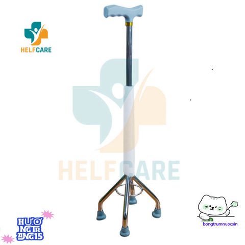 Gậy Hỗ Trợ Đi Lại 4 Chân HelpCare - Gậy Chống Cao Cấp Hợp Kim Nhôm và Inox 304 Dành Cho Người Già và Người Khuyết Tật