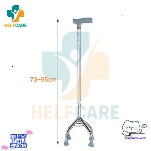 Gậy Hỗ Trợ Đi Lại 4 Chân HelpCare - Gậy Chống Cao Cấp Hợp Kim Nhôm và Inox 304 Dành Cho Người Già và Người Khuyết Tật