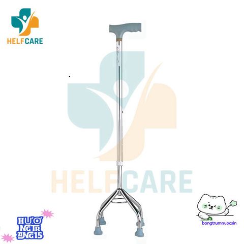 Gậy Hỗ Trợ Đi Lại 4 Chân HelpCare - Gậy Chống Cao Cấp Hợp Kim Nhôm và Inox 304 Dành Cho Người Già và Người Khuyết Tật