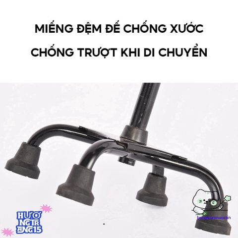 Gậy Chống 4 Chân Nhôm Điều Chỉnh 67-90cm - Hỗ Trợ Đi Lại Cho Người Cao Tuổi, An Toàn và Đáng Tin Cậy
