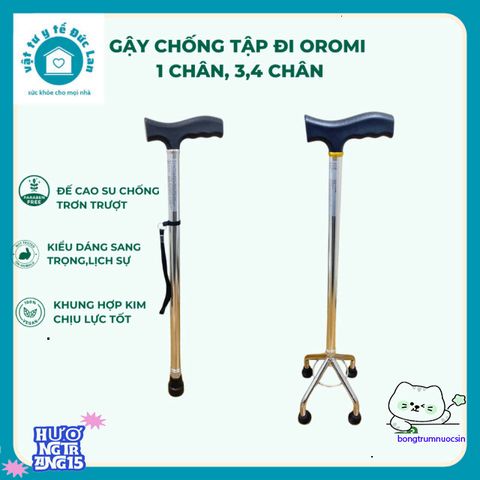 Gậy hỗ trợ đi lại đa năng 1-3-4 chân inox Oromi - Giải pháp an toàn và vững chắc cho người cao tuổi, dễ dàng mang theo