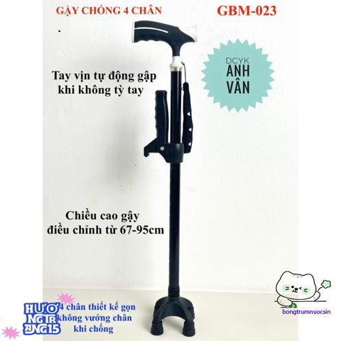 Gậy Chống 4 Chân Dành Cho Người Cao Tuổi GBM-023 - Chắc Chắn, Có Tay Vịn Để Đi Lại An Toàn hơn