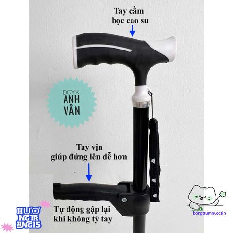 Gậy Chống 4 Chân Dành Cho Người Cao Tuổi GBM-023 - Chắc Chắn, Có Tay Vịn Để Đi Lại An Toàn hơn