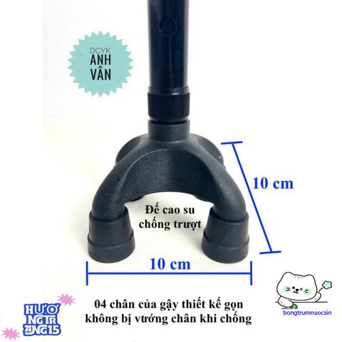 Gậy Chống 4 Chân Dành Cho Người Cao Tuổi GBM-023 - Chắc Chắn, Có Tay Vịn Để Đi Lại An Toàn hơn