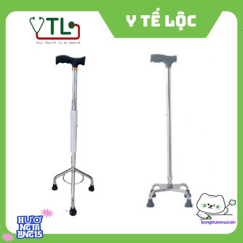 Gậy hỗ trợ người già 3-4 chân Inox cao cấp điều chỉnh chiều cao dễ dàng - Giải pháp an toàn cho người lớn tuổi đi lại vững vàng hơn