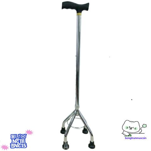Gậy hỗ trợ người già 3-4 chân Inox cao cấp điều chỉnh chiều cao dễ dàng - Giải pháp an toàn cho người lớn tuổi đi lại vững vàng hơn