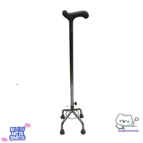 Gậy hỗ trợ người già 3-4 chân Inox cao cấp điều chỉnh chiều cao dễ dàng - Giải pháp an toàn cho người lớn tuổi đi lại vững vàng hơn