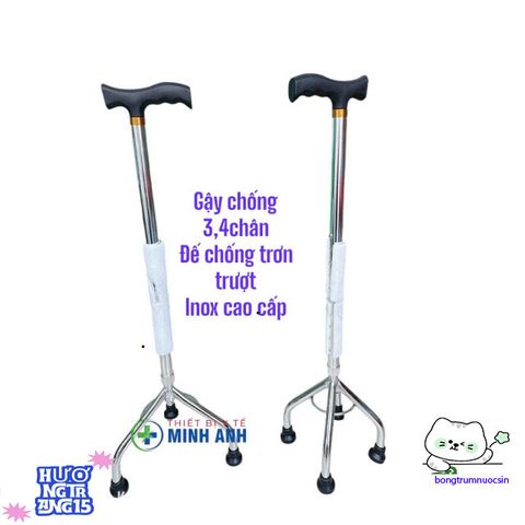 Gậy Chống Cho Người Già 3 Chân, 4 Chân - Thiết Bị Hỗ Trợ Đi Lại An Toàn, Giao Ngay Trong 2h Tại Hà Nội