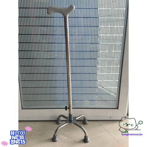 Gậy Bốn Chân Inox Chống Trượt - Hỗ Trợ Di Chuyển An Toàn Cho Người Cao Tuổi, Thiết Kế Sang Trọng và Điều Chỉnh Chiều Cao