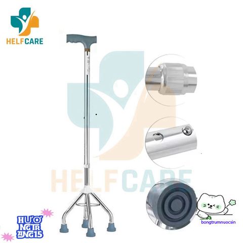 Gậy Hỗ Trợ Đi Lại 4 Chân Inox Cao Cấp - Điều Chỉnh Chiều Cao, Thiết Kế Chắc Chắn Dành Cho Người Già và Phục Hồi Chức Năng