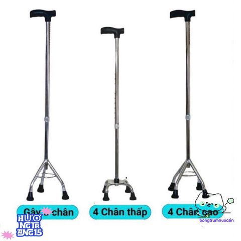 Gậy chống 3 chân điều chỉnh chiều cao cho người cao tuổi - Thiết bị hỗ trợ an toàn phục hồi chức năng, chất liệu bền đẹp
