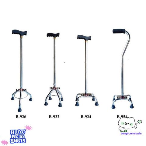 Gậy Đi Bộ Lucass B-934 - Gậy Chống Trơn Trượt 4 Chân Điều Chỉnh Chiều Cao Hỗ Trợ Đi Lại Cho Người Già & Khuyết Tật
