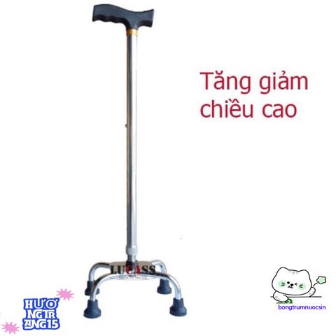 Gậy chống 3 chân điều chỉnh chiều cao cho người cao tuổi - Thiết bị hỗ trợ an toàn phục hồi chức năng, chất liệu bền đẹp