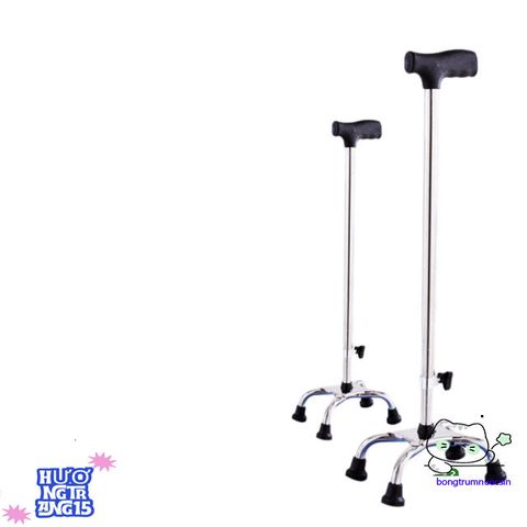 Gậy Đi Bộ 4 Chân Chống Trượt Điều Chỉnh Cao từ 63-87cm cho Người Cao Tuổi - Hợp Kim Nhôm và Inox Chắc Chắn, Thoải Mái Sử Dụng