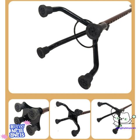 Gậy Đi Bộ 4 Chân Chống Trượt Điều Chỉnh Cao từ 63-87cm cho Người Cao Tuổi - Hợp Kim Nhôm và Inox Chắc Chắn, Thoải Mái Sử Dụng