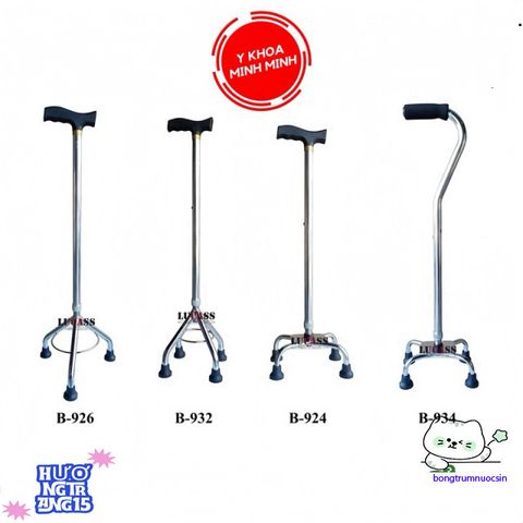 Giá Đỡ Lucass Đen B-924 B-926 B-932 - Gậy Hỗ Trợ Đi Lại Điều Chỉnh Chiều Cao, Chống Trượt An Toàn Cho Người Khuyết Tật