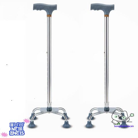 Gậy hỗ trợ đi lại 4 chân có thể điều chỉnh - Thiết bị an toàn cho người già và người khuyết tật, hỗ trợ di chuyển dễ dàng.