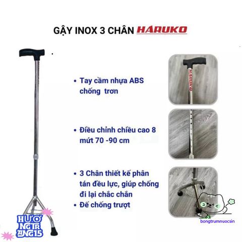Gậy Hỗ Trợ Đi Bộ 3/4 Chân Haruko - Gậy Chống Trượt An Toàn Cho Người Cao Tuổi & Phục Hồi Vận Động