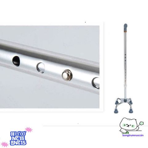 Gậy hỗ trợ đi lại 4 chân có thể điều chỉnh - Thiết bị an toàn cho người già và người khuyết tật, hỗ trợ di chuyển dễ dàng.