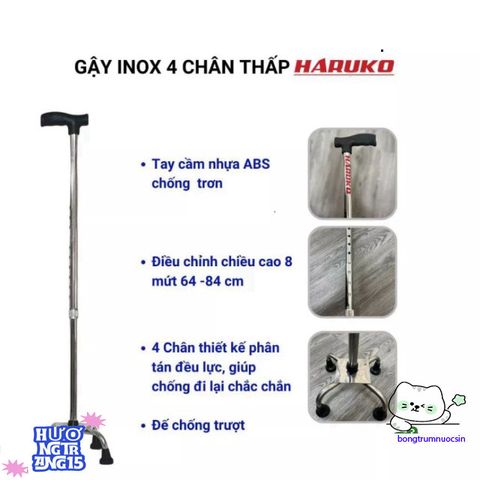 Gậy Hỗ Trợ Đi Bộ 3/4 Chân Haruko - Gậy Chống Trượt An Toàn Cho Người Cao Tuổi & Phục Hồi Vận Động