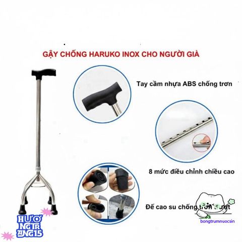 Gậy Hỗ Trợ Đi Bộ 3/4 Chân Haruko - Gậy Chống Trượt An Toàn Cho Người Cao Tuổi & Phục Hồi Vận Động