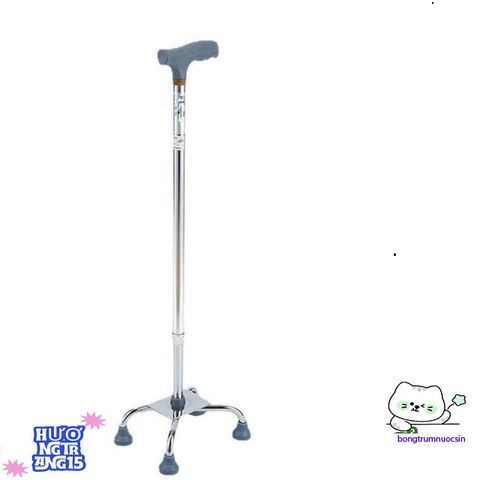 Gậy hỗ trợ đi lại 4 chân có thể điều chỉnh - Thiết bị an toàn cho người già và người khuyết tật, hỗ trợ di chuyển dễ dàng.