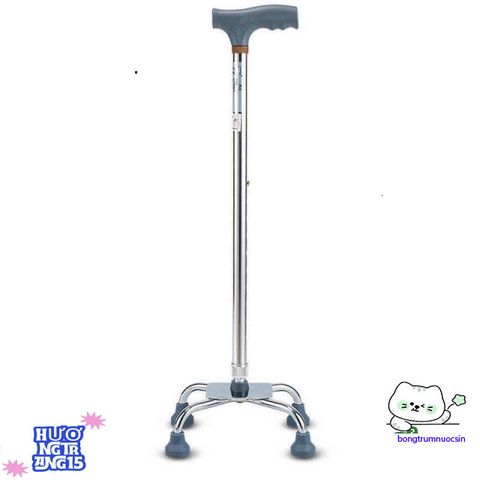 Gậy hỗ trợ đi lại 4 chân có thể điều chỉnh - Thiết bị an toàn cho người già và người khuyết tật, hỗ trợ di chuyển dễ dàng.