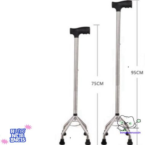 Gậy chống 4 chân điều chỉnh chiều cao Inox - Giải pháp hỗ trợ đi lại an toàn cho người già và người phục hồi chức năng
