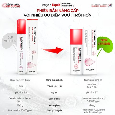 Xịt Giảm Mụn Lưng Angel's Liquid Glutathione + Centella 150ml - Làm Sáng Da, Mờ Thâm, Chăm Sóc Cơ Thể Tự Nhiên
