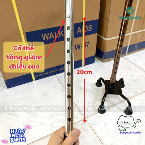 Gậy Như Ý Lucass B932 - Gậy Chống 4 Chân Nhôm Chất Lượng Cao, Điều Chỉnh Chiều Cao 72-92cm, An Toàn Cho Người Cao Tuổi