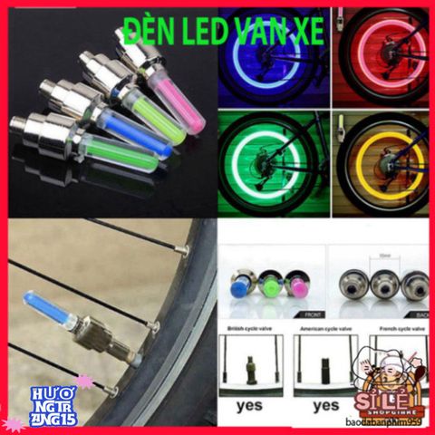 Bộ 2 Đèn LED Gắn Van Bánh Xe Đạp, Xe Máy, Ô Tô - Phát Sáng Độc Đáo Nhận Diện An Toàn Đêm Tối