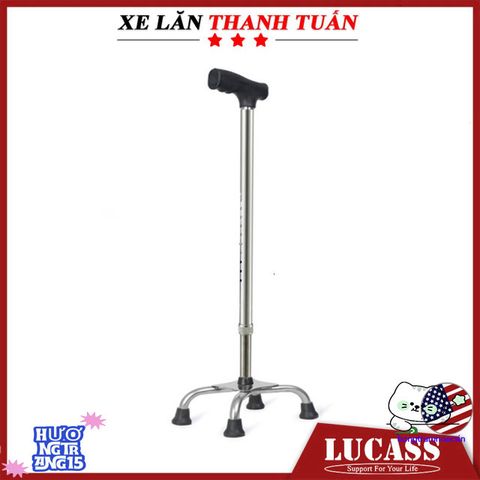 Gậy đi bộ Lucass B924 - Khung 4 chân chắc chắn, điều chỉnh chiều cao dễ dàng cho người cao tuổi và người khuyết tật