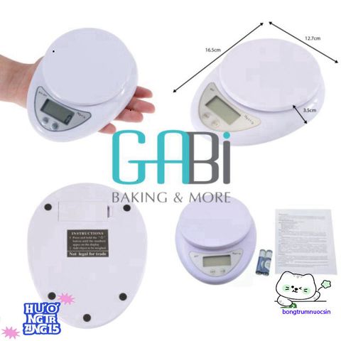 Cân Điện Tử B05 - Cân Sức Khỏe Tiện Lợi Đo Từ 1g Đến 5kg, Chuyển Đổi Đơn Vị, Phù Hợp Cho Gia Đình, Dụng Cụ Làm Bánh