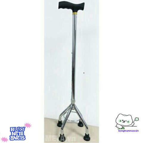 Gậy Chống Inox 3 Chân Lucass - Gậy Đi Bộ Chắc Chắn Cho Người Cao Tuổi và Người Khuyết Tật Giúp Đi Lại An Toàn