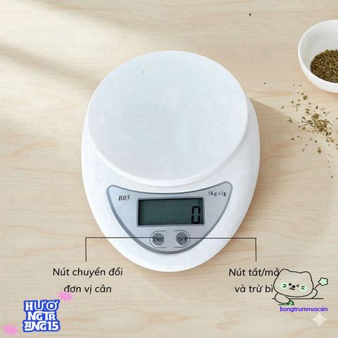 Cân Điện Tử Mini Nhà Bếp 5Kg B05 - Cân Chính Xác, Thiết Kế Nhỏ Gọn, Thích Hợp Làm Bánh, Pha Chế và Kiểm Soát Khẩu Phần