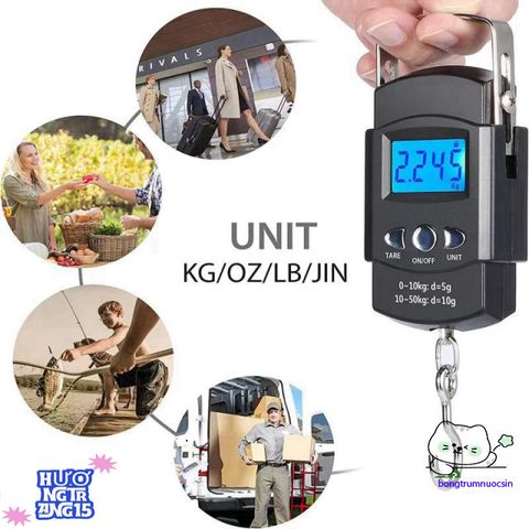 Cân Điện Tử Xách Tay 50kg/10g - Cân Sức Khỏe Với Móc Treo, Thước Dây, Độ Chính Xác Cao, Thiết Kế Nhỏ Gọn