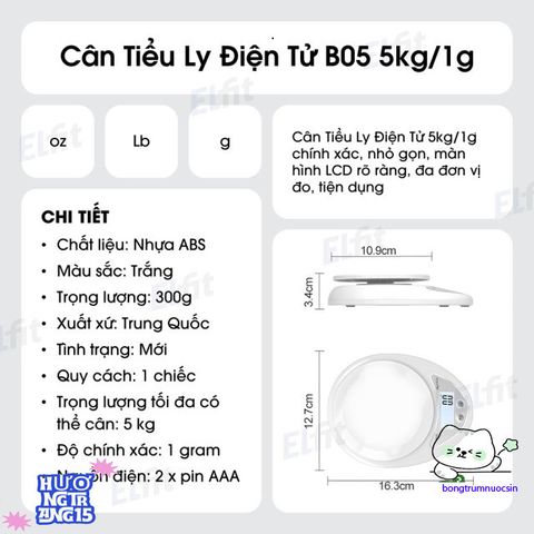 Cân Mini Điện Tử 5Kg - Cảm Biến Chính Xác, Thiết Kế Gọn Nhẹ Dễ Dàng Mang Theo, Màn Hình LCD Rõ Ràng