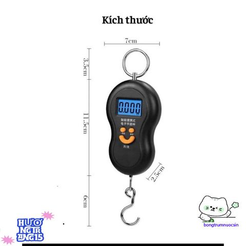 Cân Điện Tử Cầm Tay Mini Kèm Móc Treo - Cân Hành Lý Chính Xác Du Lịch Tiện Lợi, Màn Hình LCD Hiển Thị Rõ Ràng
