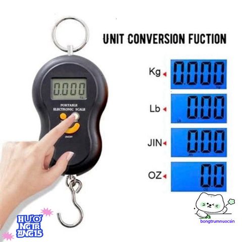Cân Điện Tử Cầm Tay Mini Kèm Móc Treo - Cân Hành Lý Chính Xác Du Lịch Tiện Lợi, Màn Hình LCD Hiển Thị Rõ Ràng