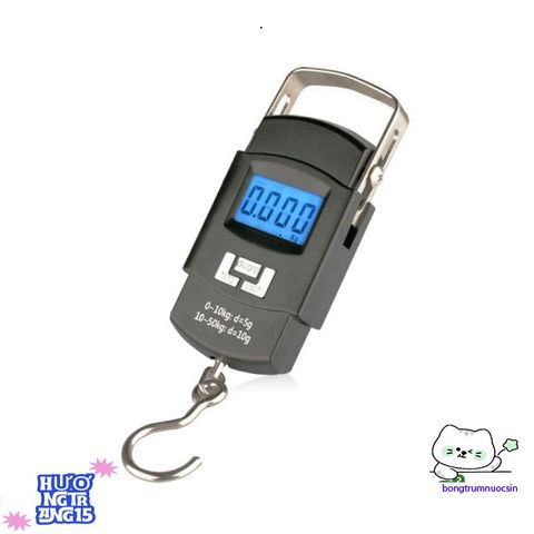 Cân Điện Tử Cầm Tay 50kg Dùng Pin AA - Màn Hình LCD Rõ Nét, Móc Treo Inox Bền Chắc, Phù Hợp Cân Hành Lý và Hàng Hóa Nhỏ