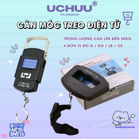 Cân Điện Tử Móc Treo UCHUU Mini - Cân Hành Lý Kỹ Thuật Số 50KG với Màn Hình LCD Rõ Ràng và Thiết Kế Gọn Nhẹ, Dễ Dàng Mang Theo