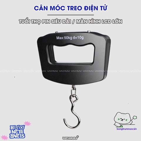 Cân Điện Tử Móc Treo UCHUU Mini - Cân Hành Lý Kỹ Thuật Số 50KG với Màn Hình LCD Rõ Ràng và Thiết Kế Gọn Nhẹ, Dễ Dàng Mang Theo
