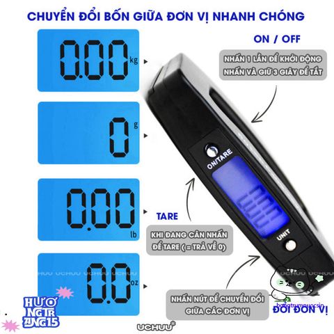 Cân Điện Tử Móc Treo UCHUU Mini - Cân Hành Lý Kỹ Thuật Số 50KG với Màn Hình LCD Rõ Ràng và Thiết Kế Gọn Nhẹ, Dễ Dàng Mang Theo
