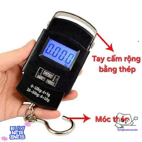 Cân Mini Điện Tử Cầm Tay 50kg Có Móc Treo và Thước Đo - Đo Lường Chính Xác Hành Lý và Hàng Hóa Tiện Dụng